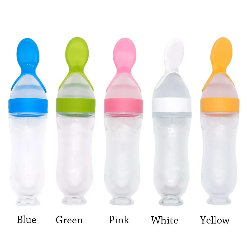 Squeezing Feeding Bottle Silicone Baby Tableware Spoon Training Rice Cereal Food Supplement Feeder Newborn Safe Milk Bottle water bottle milk bottle feeding bottle baby feeding utensils