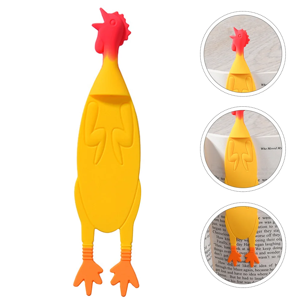 

Silicone Chicken 3D Cartoon Novelty Screaming Chicken Silicone Book Marker Student Bookmarker Stationery Yellow