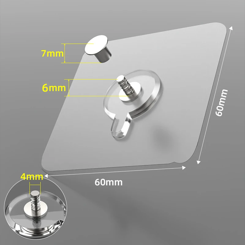 Self-adhesive hook Strong Adhesive Hooks Picture Frame Holder Poster Photo Clock No Drilling Waterproof Kitchen Bathroom Hanger Screw