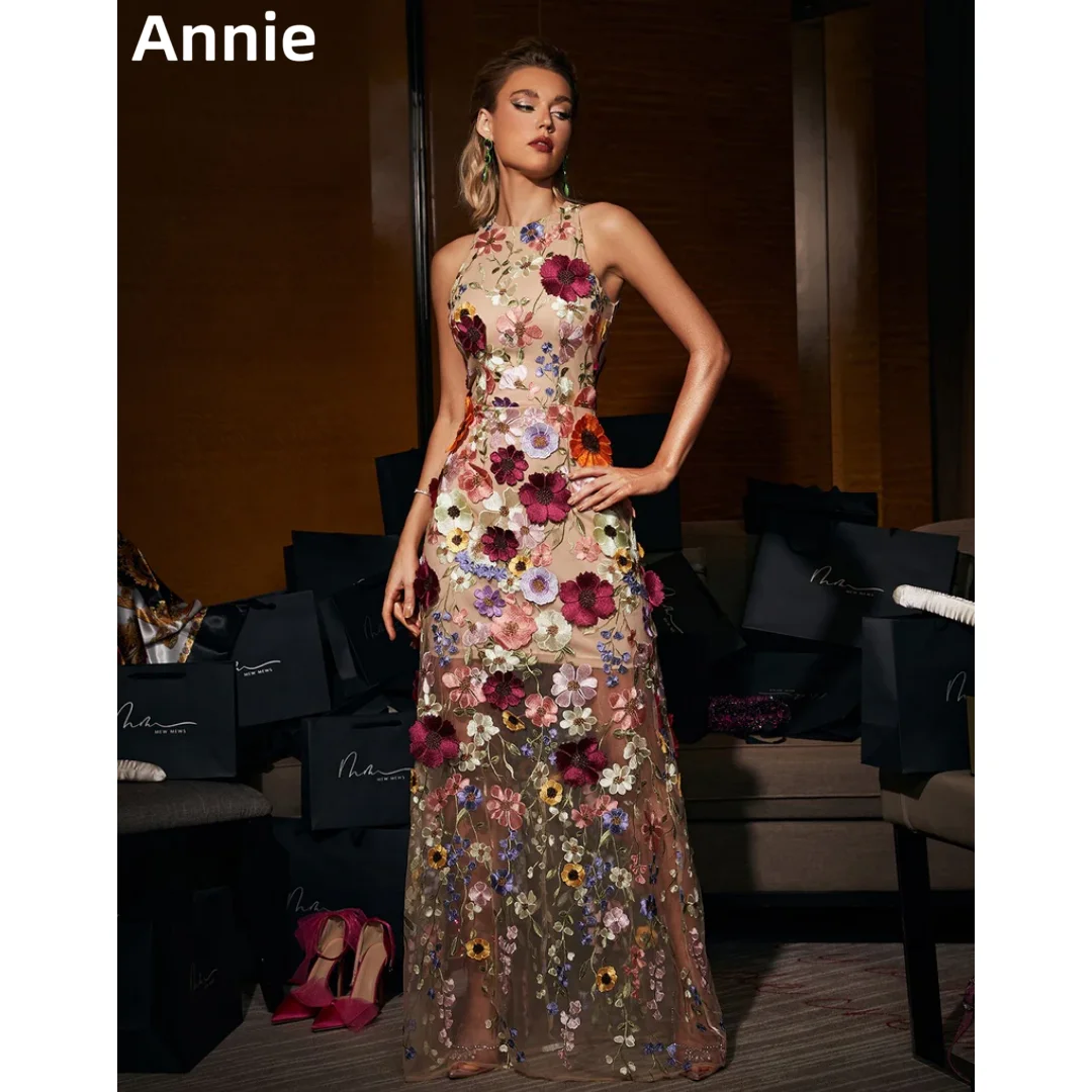 

Annie Embroidered Flowers Sweet Prom Dresses Women's Evening Dresses Wedding Dress Formal Occasions Dresses Vestidos De Noche