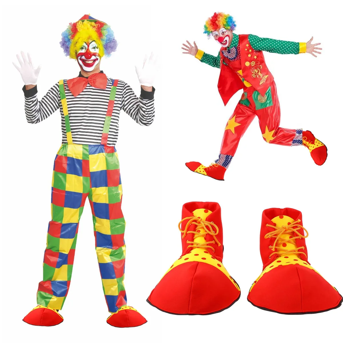 

Clown Shoes Costume Halloween Red Adult Yellow Circus Play Role Masquerade Costumes Carnival Men Cosplay Big Partywomen Scary