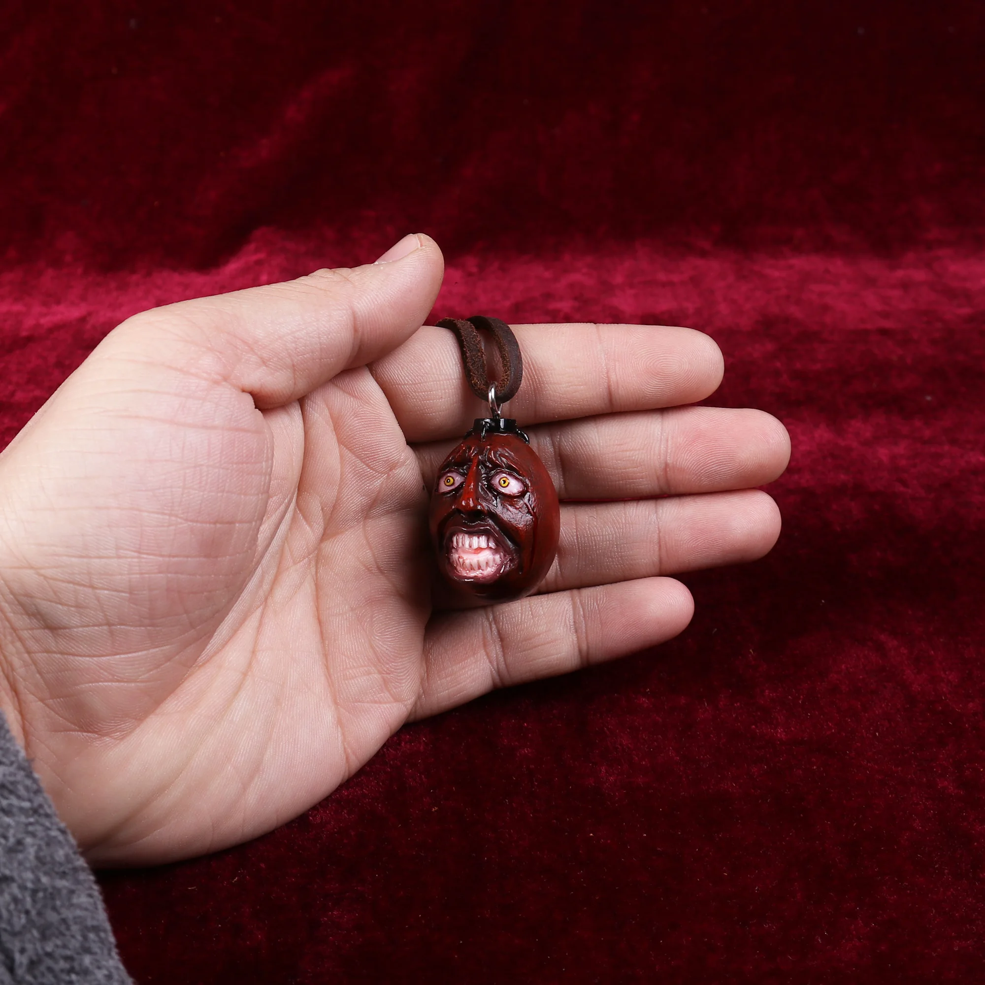 Vol.7 Dark Red Behelit Necklace Eclipse Version Pendant With Leather Rope Anniversary Gift