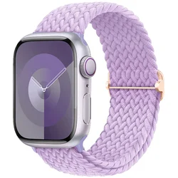 Braided Solo Loop Strap for Apple Watch - Elegant and Comfortable Band Bracelet (05 pink purple)