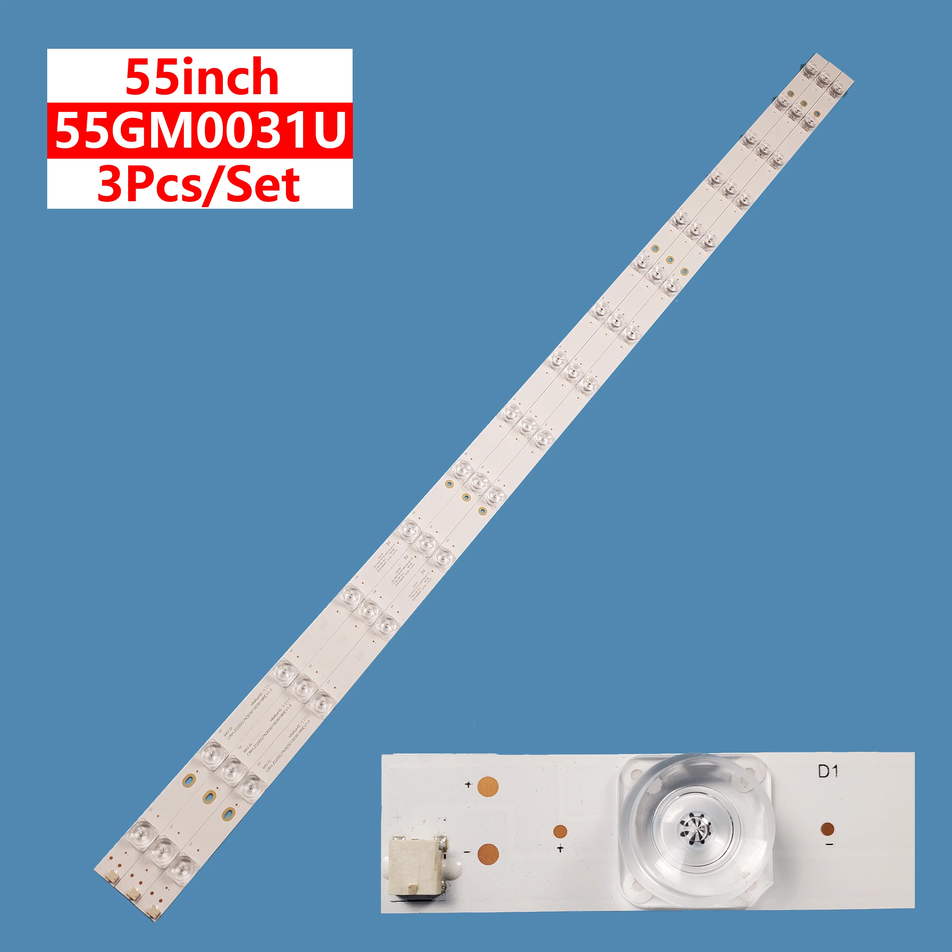 3Pcs/set New LED Backlight Bar Light Strip CRH-ZG55G7N30301503919REV1.0 For GOME TV 55inch 55GM0031U Accessories Repair 3pcs set tv led backlight strip bar light d4ge 320dc0 r2 r3 for samsung ue32j5500 hg32ne478 ue32j5500ak hg32ac670aj ue32h4000