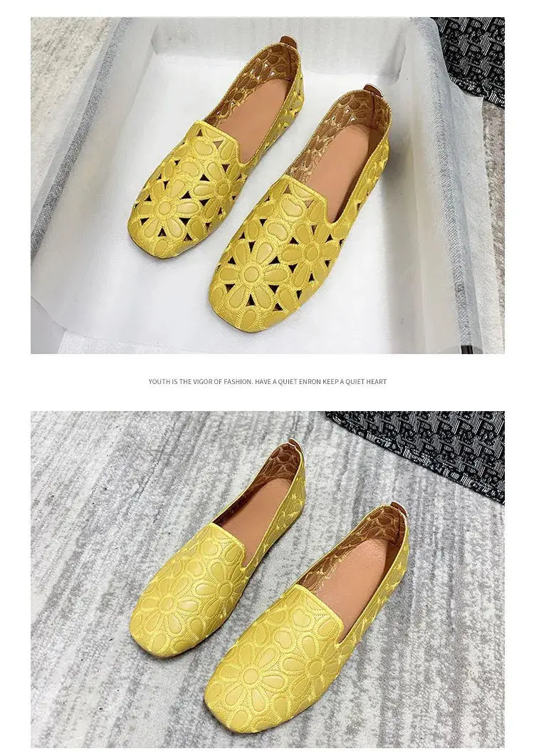 Damen Sommerschuhe gelbe Wohnungen ortho pä dische Slipper Komfort Frau Schuhe große Größe 42 Damen Frühling flache Mode Schuhe aushöhlen – Detail 23