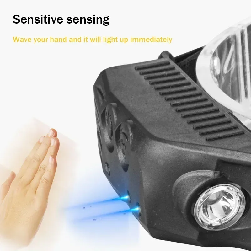LONGRIVER 1PC Inductive XPE Headlight Rechargeable COB Headlamp W689 Headtorch Outdoor Night Riding COB Floodlight Working Light