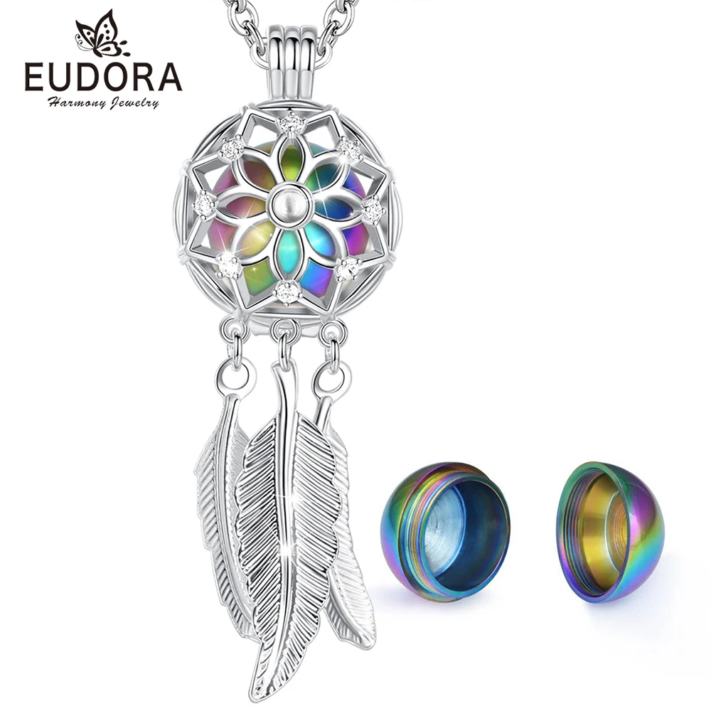 Eudora Urn Cremation Ciondolo 16Mm Dreamcatcher Blossom Cage Locket Ash Holder Keepsake Capsule Collana Hollow Ball Gioielli Fai Da Te