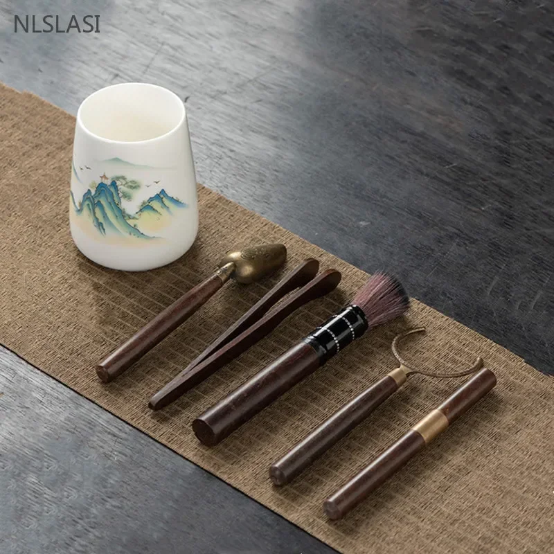 Mutton Fat Jade White Porcelain Storage Tank Six Gentlemen Set Traditional Tea Accessories Tea Needle Spoon Suit Tools