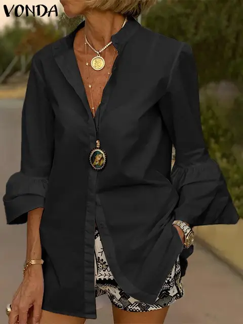 2024 VONDA Elegant Flare Sleeve Blouse 1