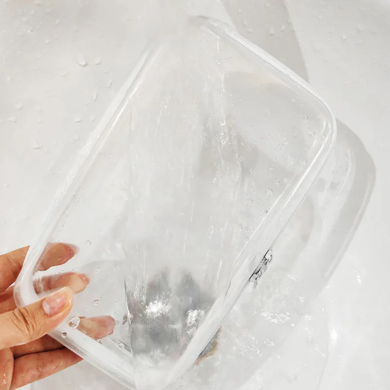 Transparent PVC Hard Plastic Travel Storage Box Waterproof Zipper Pouch for Toys Small Items Organizer Cosmetic Case Makeup Bag 6