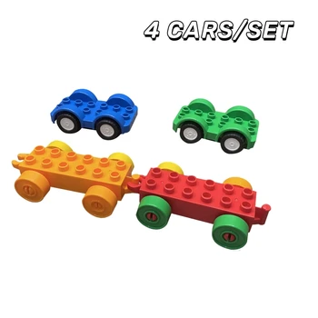 4 Cars/Set Building Blocks Model Compatible Car Traffic Vehicles Big Size Bricks Educational Creative Toys for Children Kids Gif 1