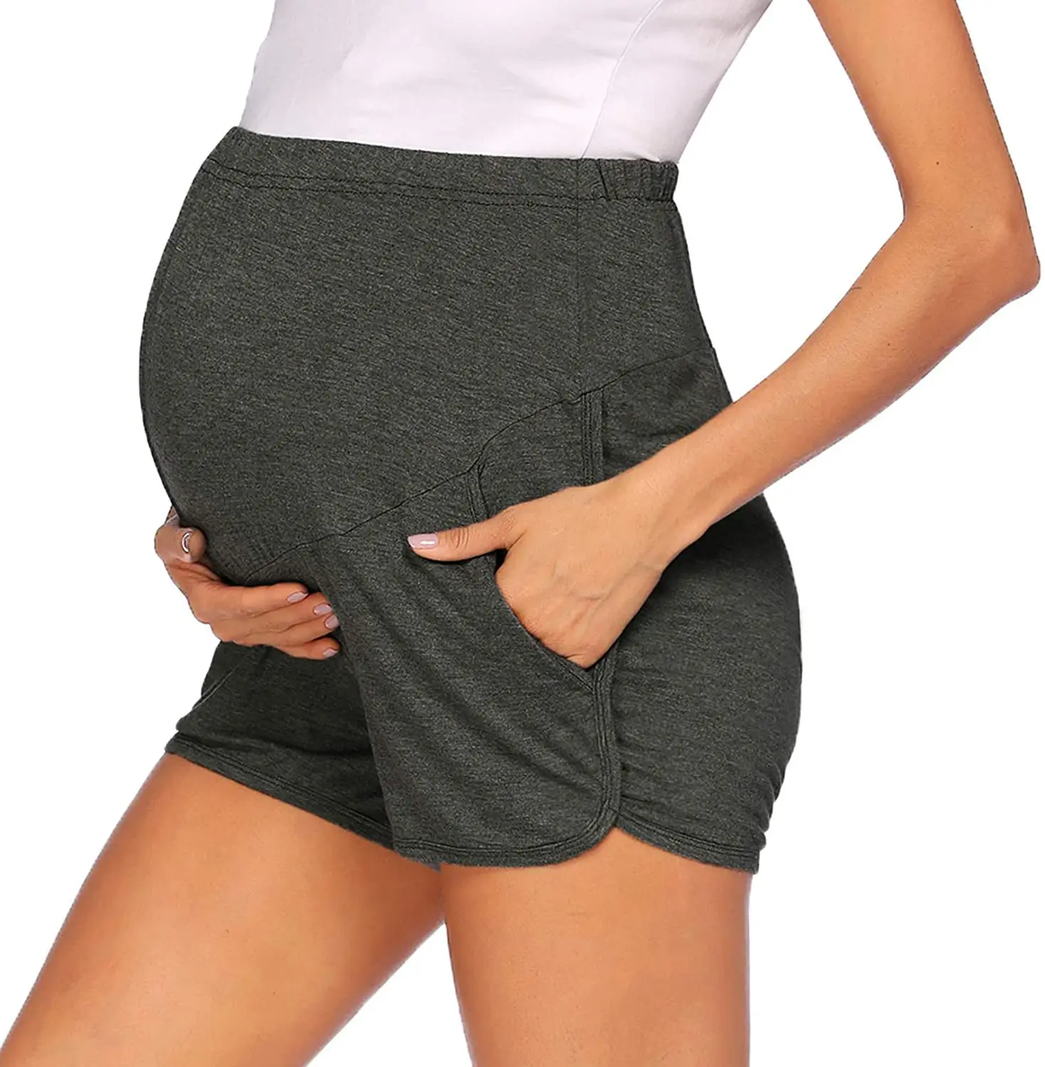 

Womens Shorts Adjustable Loose Maternity Stretchy High Waist Shorts Pants Pregnancy Pocket Loose Hot Pants Summer Beach Shorts
