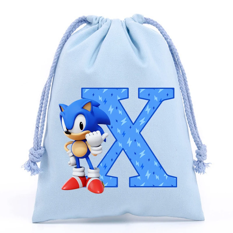 thumbnail image 1 of Nuevas bolsas con cordón de Sonics, bolsos para niños con estampado de letras en inglés de dibujos animados, bolsas de almacenamiento con cordón, regalos de cumpleaños para niños, 1 of 5