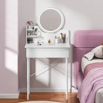 1SET Comò Tavolo da trucco Vanity Toeletta da donna per ragazza con specchio LED regolabile a 3 livelli per scrivania da trucco regalo per camera da letto 1