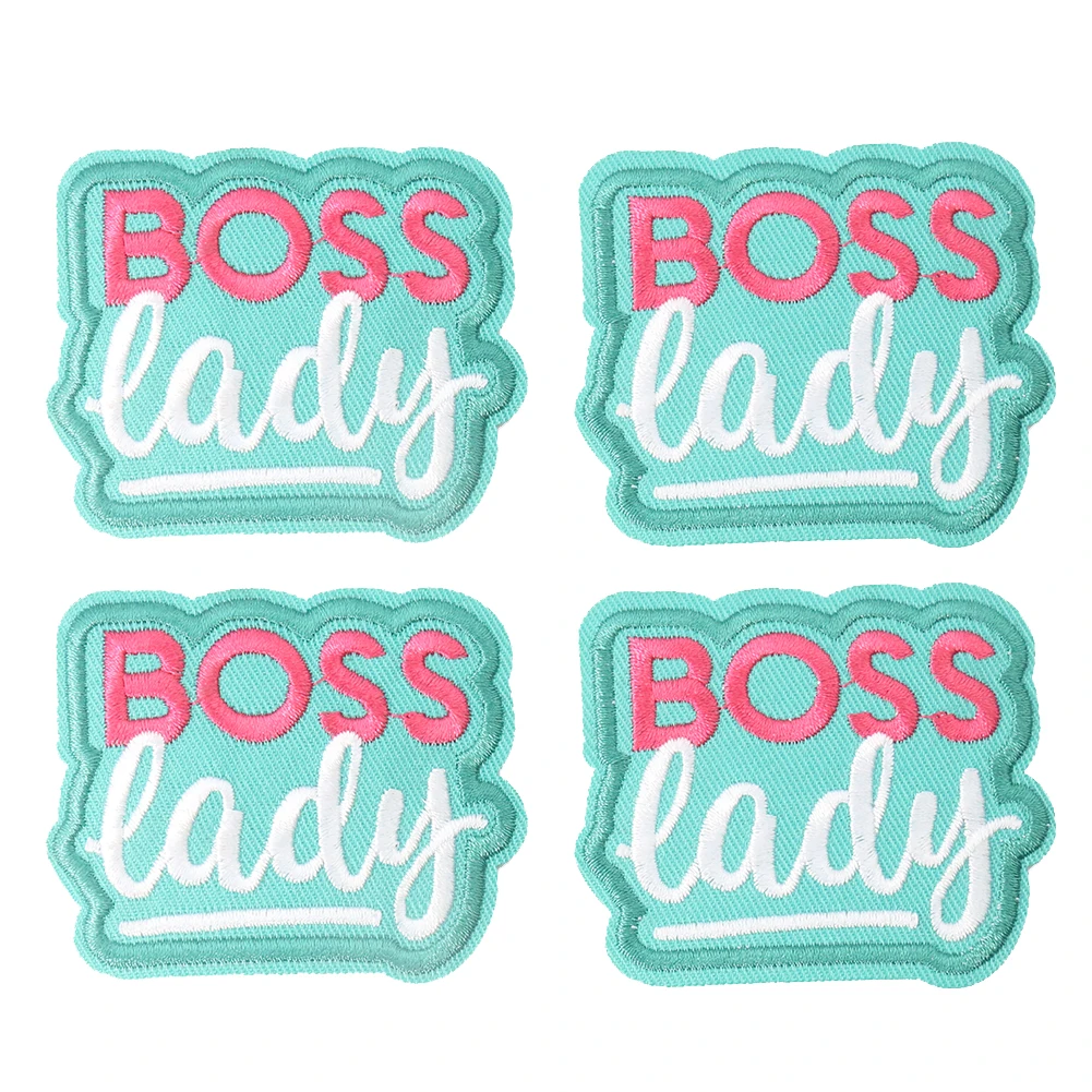 1pcs Boss Lady English Letters Patch Cloth Stickers Embroidery Appliques Clothing Accessories DIY Badges T-shirt Sewing Supplies