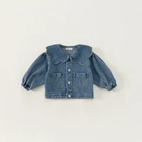 Manteau en denim de style coréen pour enfants, col à volants, manches longues, mode pour enfants, vêtements polyvalents, E82075, printemps, automne 6