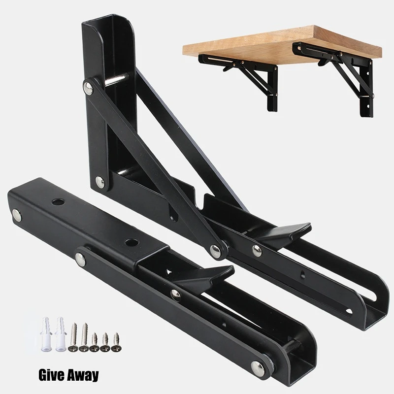 2Pcs Campervan Folding Bracket Table Shelf Motorhome Caravan Black Finish Stainless Steel Mini Folding Table Car Accessories