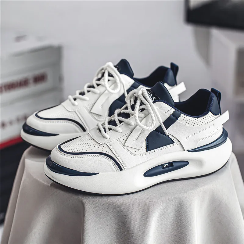 

Новинка 2024, Мужская модная повседневная Уличная обувь на толстой подошве с низким верхом, универсальные дышащие мужские туфли