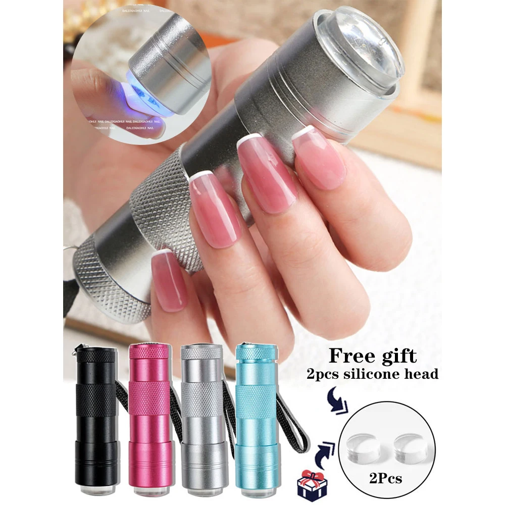 Portable-Handheld Nail Art UV Light Gel Nail Lamp With 12 Nail Stamp Curing  Mini UV Led Lamp Quick Dry Lamp Nails Machine