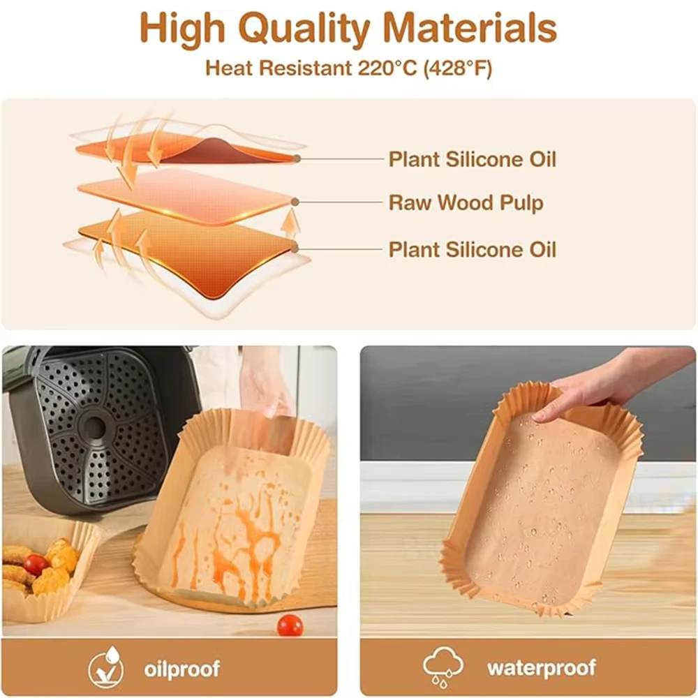 Rectangular Air Fryer Baking Paper for Ninja AF300EU AF400EU Non-stick Disposable Paper Liners Dual Zone Air Fryer Accessories
