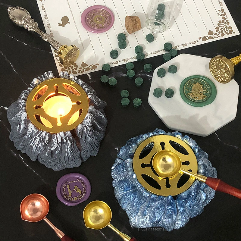 Creative Resin Volcano Iceberg Sealing Wax Furnace Stove Pot Sealing Wax Spoon Candle Stamp DIY Stamp Craft Gift