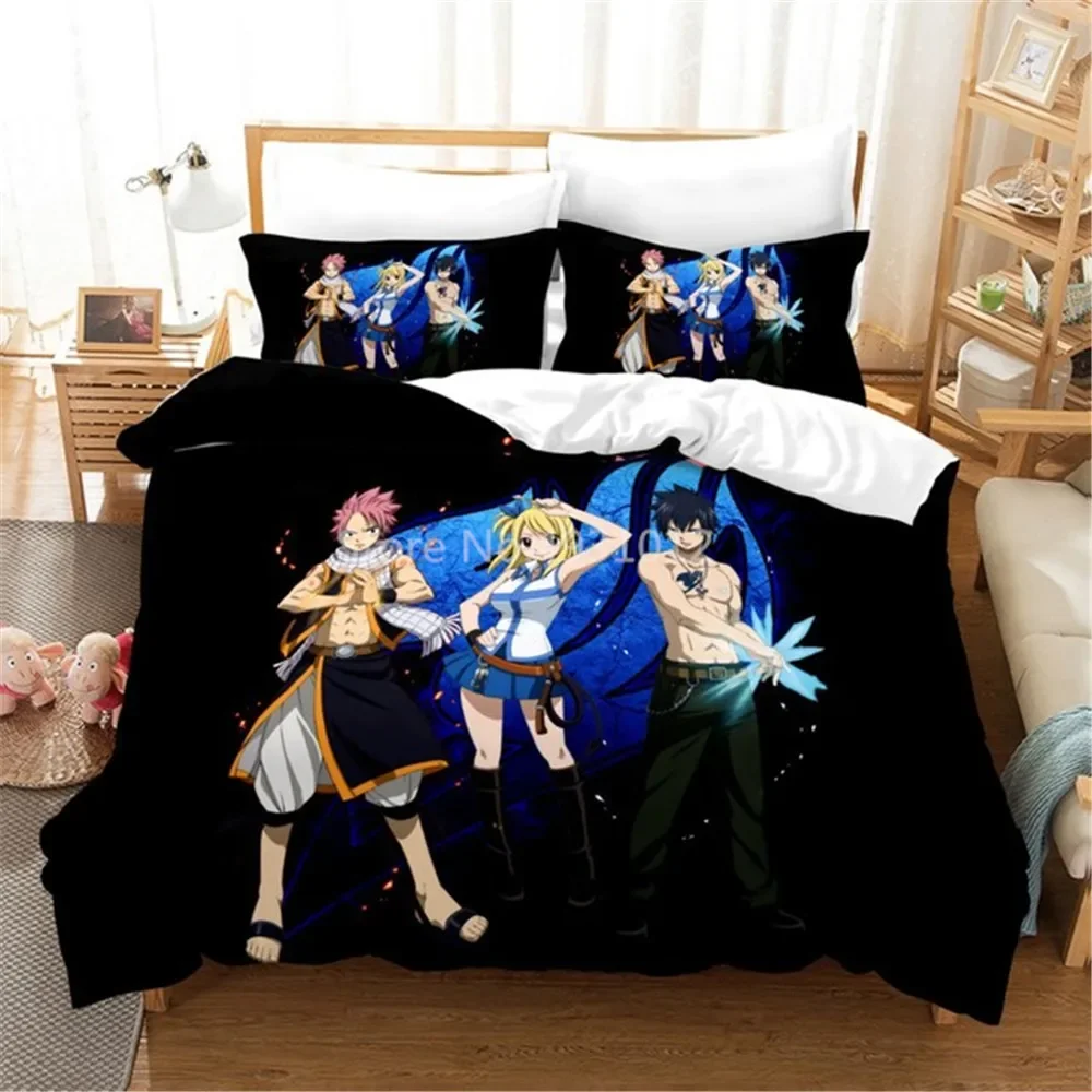 

New 3D Printed Bedding Set Fairy Tail Anime Duvet Cover Pillowcase Set Bed Linens Home Textile For Kids Comforter Bedding Sets