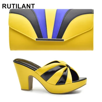 Italian Shoes and Bags Matching Set High Heels Women Wedges Shoes for Women Nigerian Party Women with Bag Set Plus Size Heels 42