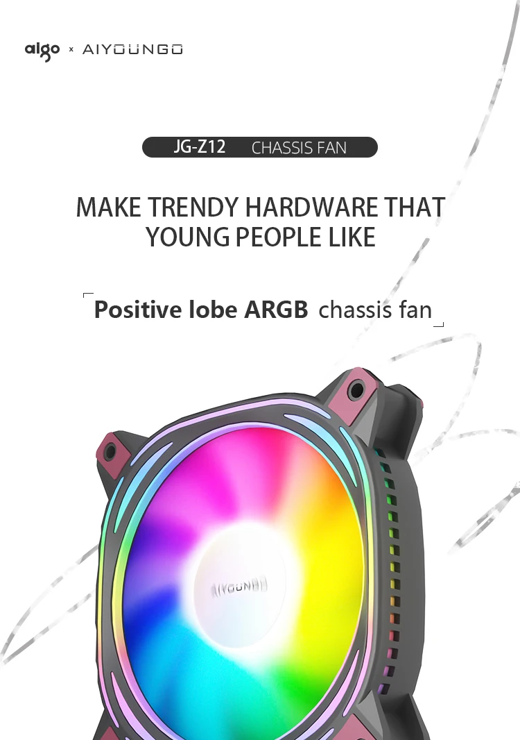 Description Picture 3 of itemAigo Z12 Computer Case Fan Reverse Ventoinha PC 120mm Rgb Fan Cooler 4pin PWM CPU Cooling Fan 3pin5v Argb 12cm Ventilador
