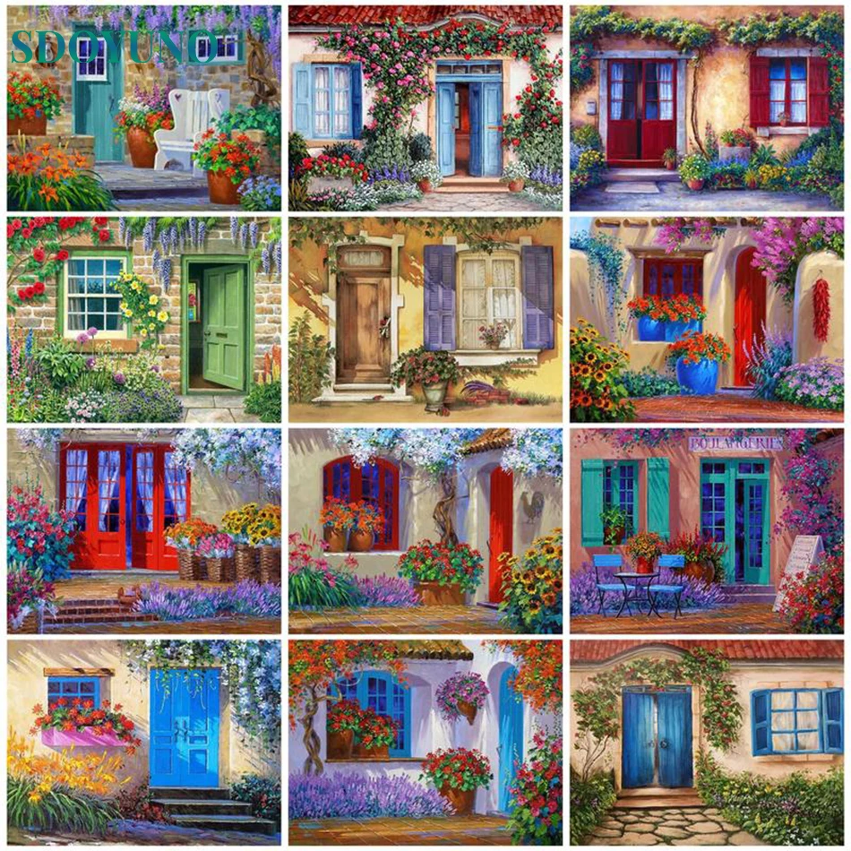 

SDOYUNO Paintings By Number Landscape On Canvas Acrylic Paint Modern Home Decor Pictures Art DIY Crafts Coloring By Numbers