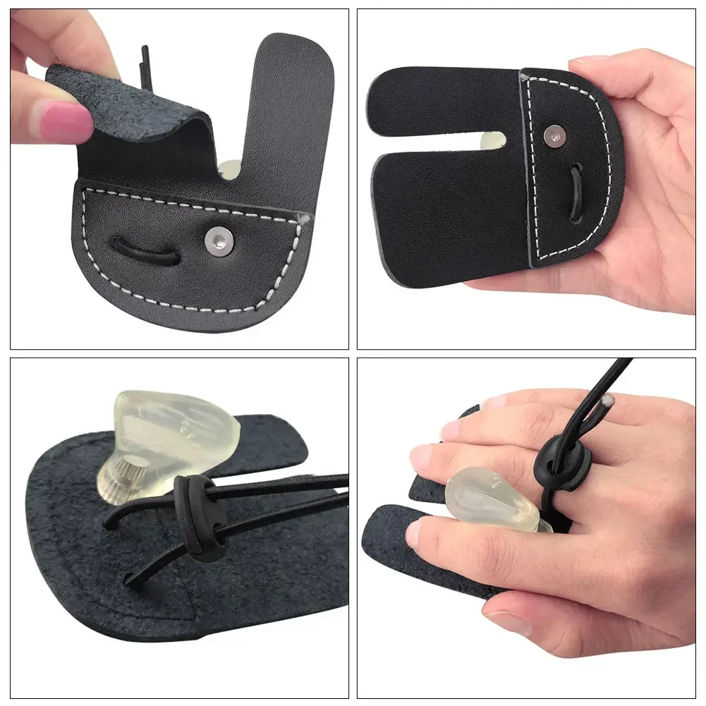 Cow Leather Archery Finger Guard Protection Pad Glove Tab Bow Shooting Hand Guard Tool Arrow Training Shooting Hunting Supplies sports gloves