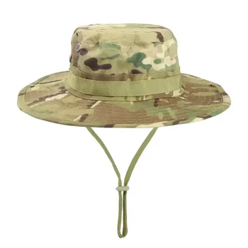 Cappello Boonie mimetico a tesa larga Uomo Donna Cappello da sole Escursionismo all'aperto Pesca Caccia Berretti sportivi Cappello morbido pieghevole