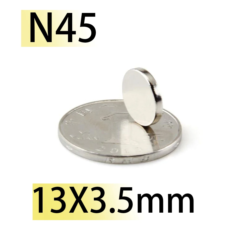 N45 13×3.5mm  Magnet  Superpower 13*3.5 13×4 N35 Neodymium Magnets Nickle Coating Search Magnetic Fridge DIY Motor Generator