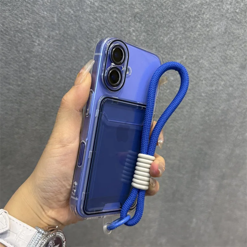 Dual-Color Soft Clear Case with Card Holder and Wrist Strap
