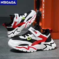 Chaussures de sport en cuir pour enfants, baskets respirantes pour enfants, chaussures de marche décontractées, chaussures de course en plein air pour garçons, maille confortable, mode 3