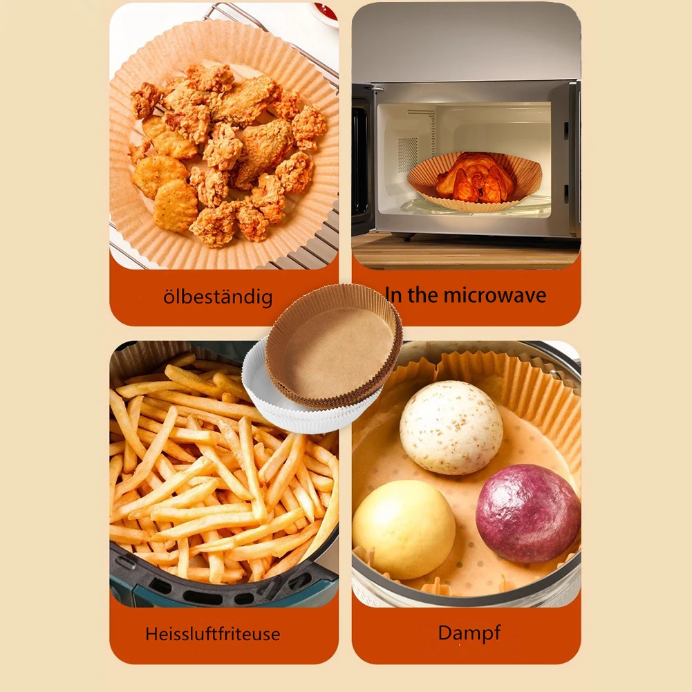 30Pc 20cm Disposable Air Fryer Liners Paper Non-Stick Steaming Basket Mat  Dessert Food Container Steamer Paper Liner For Kitchen - AliExpress