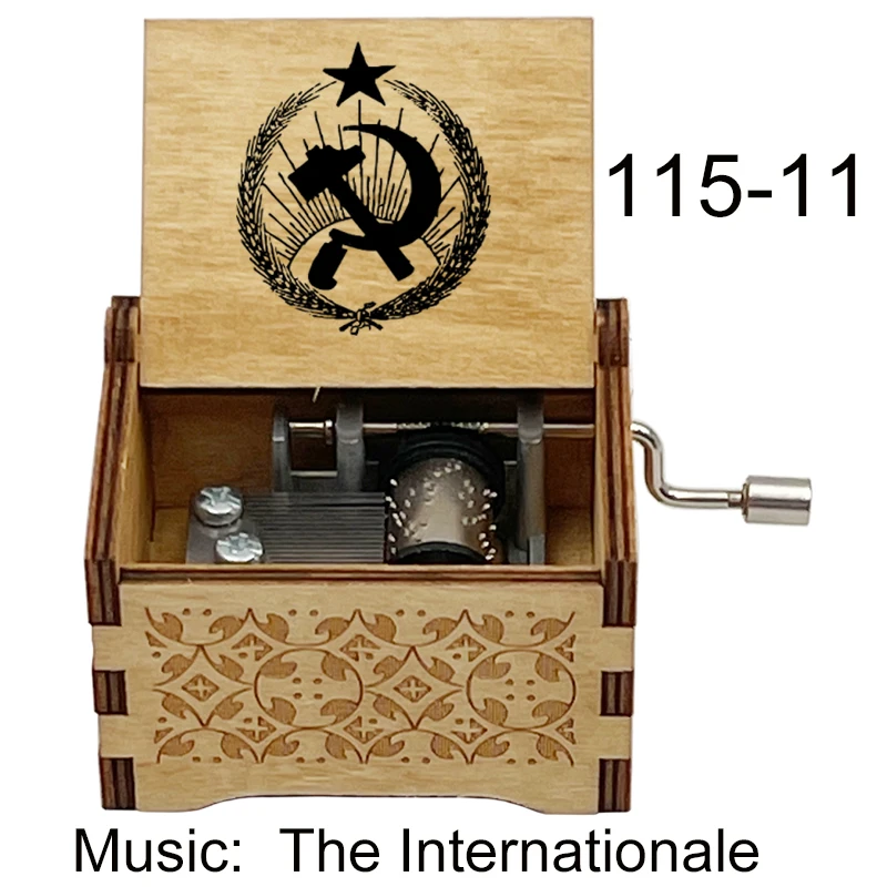 Color Print The Internationale Music Box Hand Musical Box Gift for Friends Father Mother Friends Grandfather New Year Gift