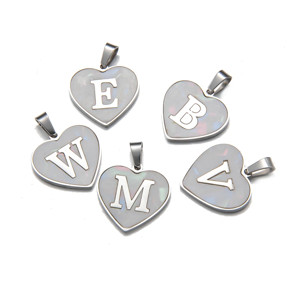 1pc Edelstahl Buchstaben Alphabet Herz Muschel Charms Anhänger für DIY Armbänder Halskette Schmuck machen Zubehör Großhandel – Detail 5