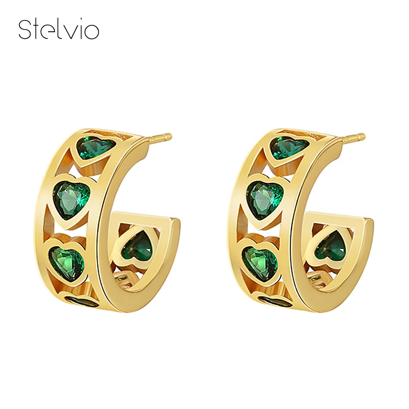 

Heart Zircon Copper Earrings Luxury Vintage For Women Gold Plated New In Jewelry Gift