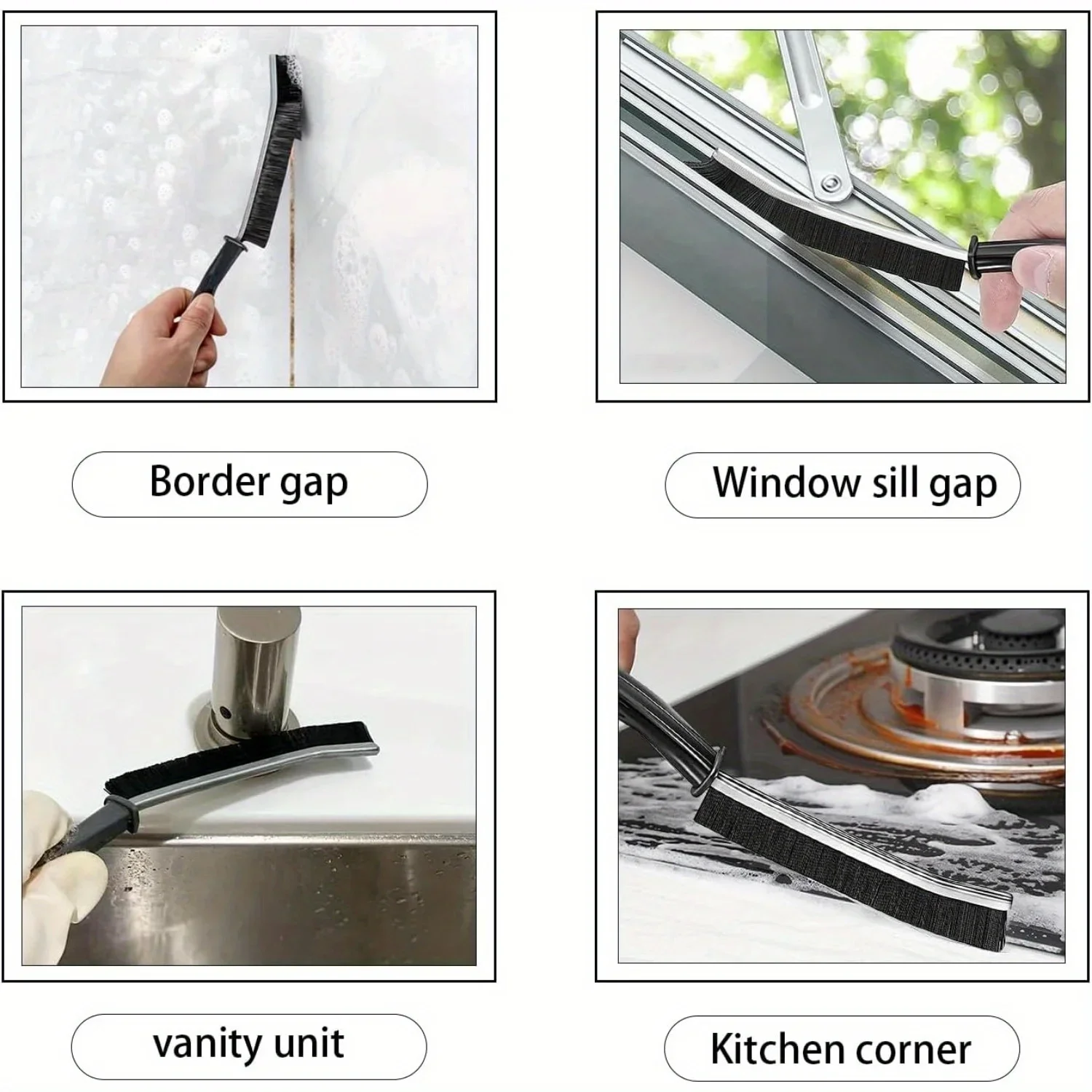 8-piece Bathroom Cleaning and Organizing Set, 2-piece Adhesive Wall Hooks, 6-piece Stiff-bristle Crevice Cleaning Brush