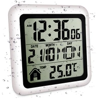 Large Waterproof Bathroom Wall Clock, For Bath Countertop, Moisture Proof Temperature Humidity Meter,Suction Clock Watch 1