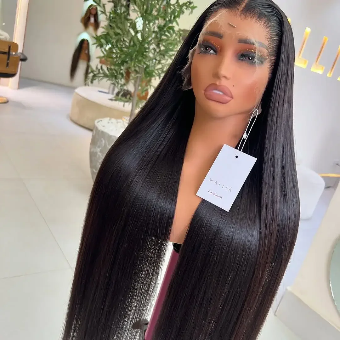 Parrucca Sintetica con Frontale in Pizzo 13X4X1 per Donne, Capelli Lisci e Morbidi, Linea dei Capelli Naturale, Baby Hair, Nodi Decolorati, Cosplay, Senza Colla - immagine 5