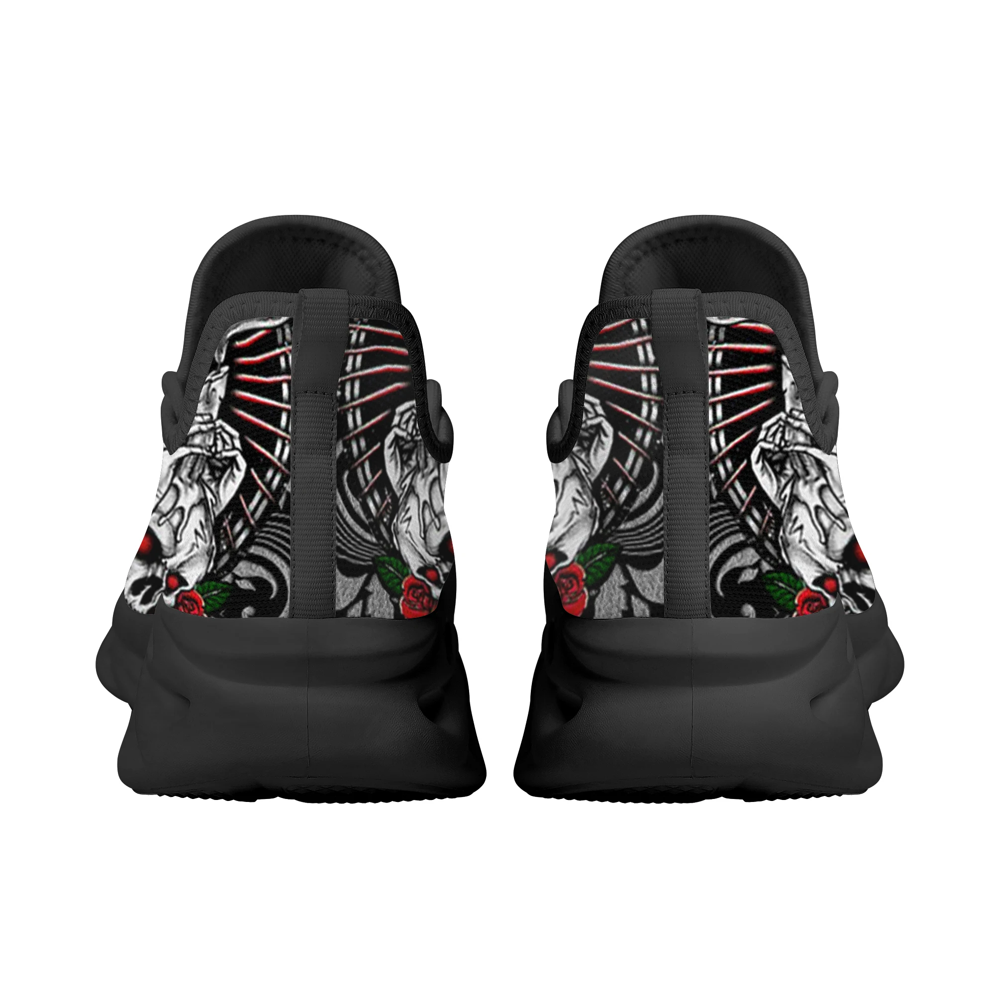 INSTANTARTS New Black Chunky Sneakers Vintage Day of The Dead Sugar Skull Girl Casual Vulcanized Shoes Woman Platform Sneakers