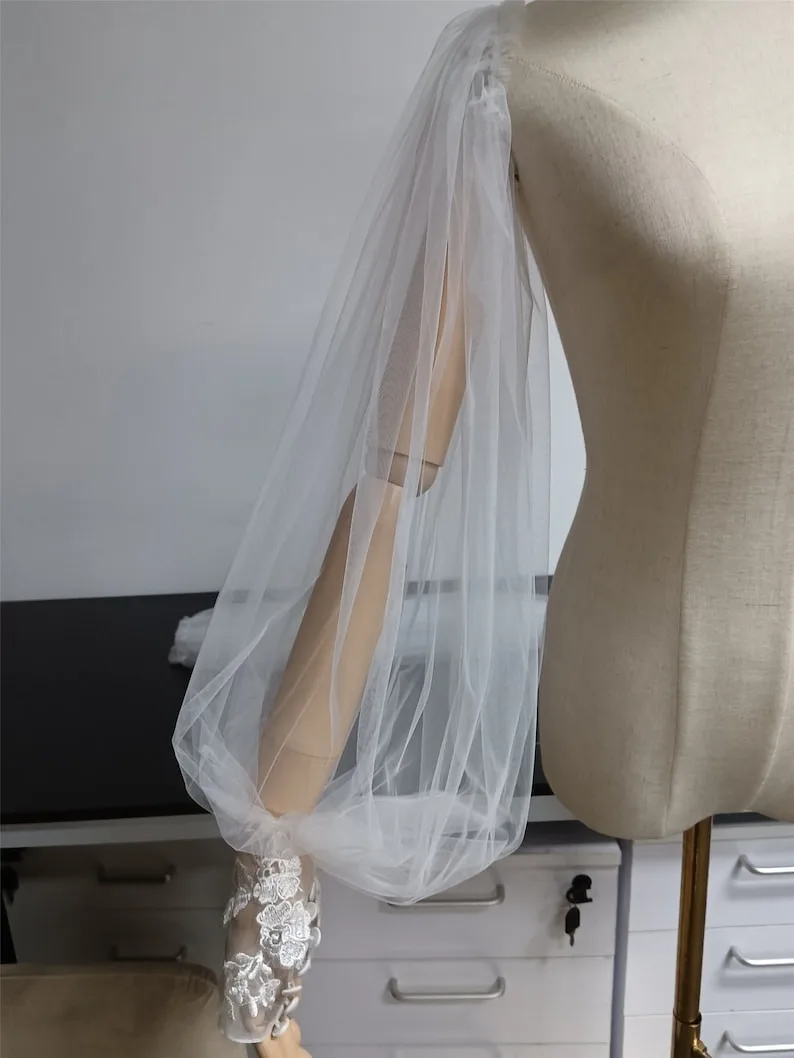 Wedding Sleeves Gloves Lace Applique Removable Tulle Puffy Long