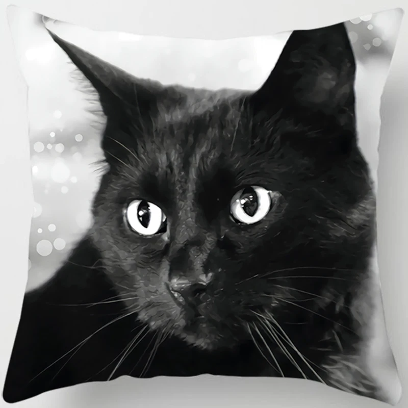 Taie D'oreiller Originale - Chat Noir Géant Jouant Avec Des Voitures, Literie Coton/polyester