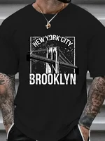 Men's New York City Brooklyn T-shirt Sport 100% Cotton Print Oversized Tees for Men Women Sportswear Tops