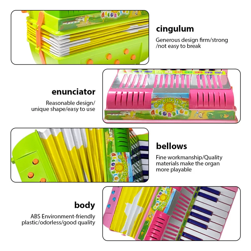 Mini 17-key 6-bass Accordion ABS Material with Buckle Musical Instrument for Beginners Gift Lightweight Button Accordion