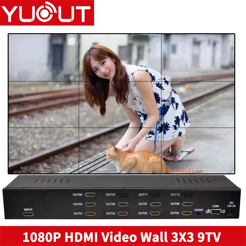 3x3 9 채널 TV HDMI 비디오 월 컨트롤러, 2x4 4x2 프로세서