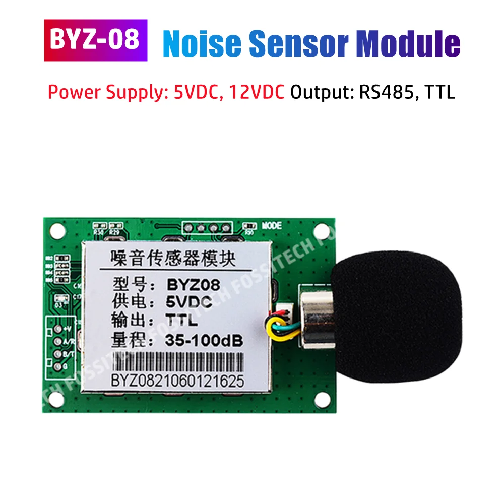 

BYZ08 Noise Sensor Module 5V/12V TTLL RS485 Output Industrial Environmental Noise Detector Module BYZ-08 Sound Decibel Meter