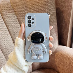 Astronaut Ring Holder Plated Phone Case Cover for Xiaomi Poco M3 (Blue)