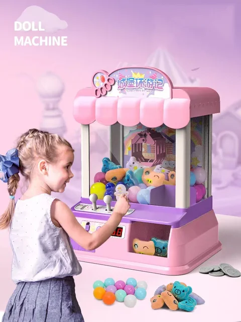 Toy Doll Mini Catch Machine House Candy Catcher Grabber Claw Arcade Crane Game Automatic Vending Kit USB Music Light Kids Gift 1